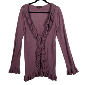 Adrienne Vittadini Ruffle Long Sleeves Cardigan Size Medium